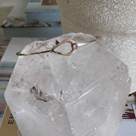 Avon Jewelry - Vintage Avon Delicate Gold Teardrop Bangle with Clear Stone